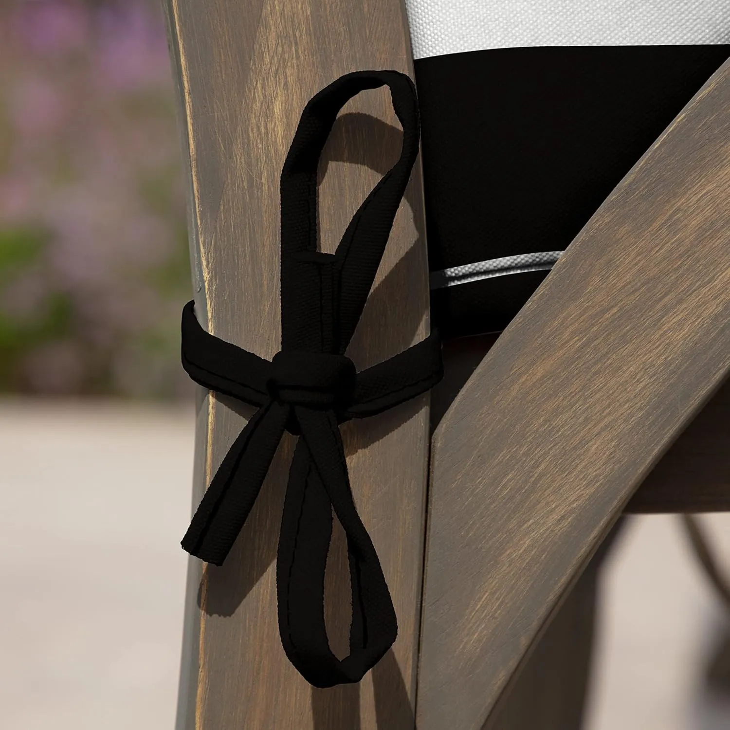 Arden Outdoor Dining Chair Cushion, 21 x 21, Rain-Proof, Fade Resistant 21 x 21, Black Cabana Stripe