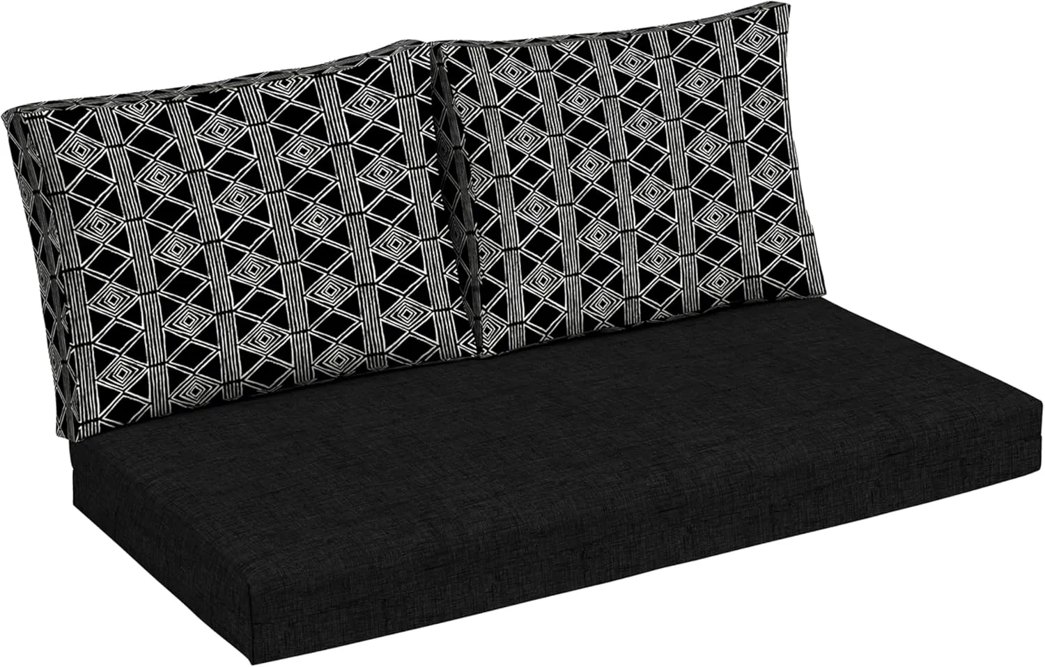 Arden Outdoor Loveseat Cushion Set, 48 x 24, Water Repellent, Fade Resistant, Cushion Set for Couch, Bench, and Swing 48 x 24, Black Global Stripe