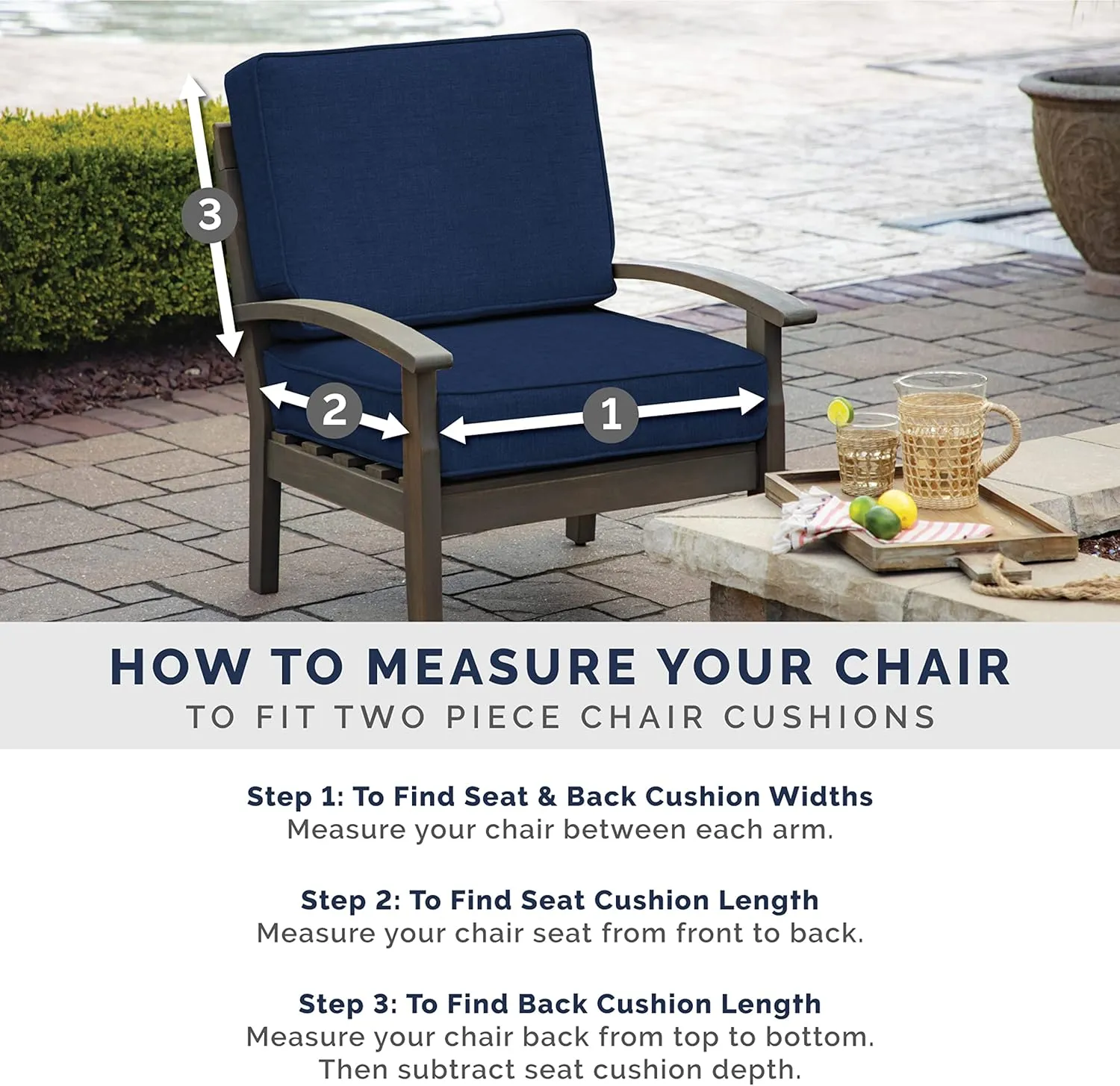 Arden Outdoor Loveseat Cushion Set, 48 x 24, Water Repellent, Fade Resistant, Cushion Set for Couch, Bench, and Swing 48 x 24, Clark Blue