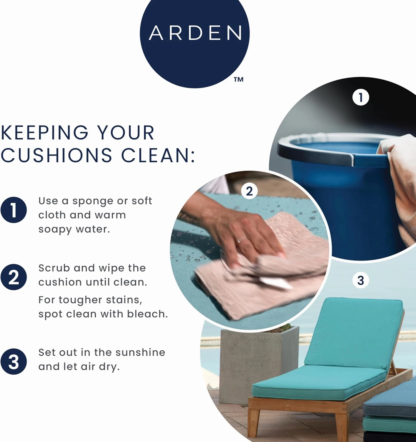 Arden Outdoor Plush Modern Tufted Blowfill Deep Seat Set, 24 x 24, Rain-Proof, Fade Resistant, Deep Seat Bottom and Back Cushion 24 x 24, Sapphire Aurora Blue Stripe