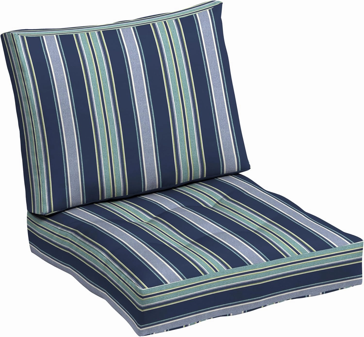 Arden Outdoor Plush Modern Tufted Blowfill Deep Seat Set, 24 x 24, Rain-Proof, Fade Resistant, Deep Seat Bottom and Back Cushion 24 x 24, Sapphire Aurora Blue Stripe