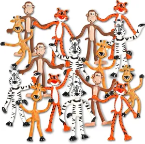 ArtCreativity Bendable Zoo Animals, Set of 12 Flexible Animal Figures, Birthday Party Favors for Boys & Girls, Stress Relief Fidget Toys for Kids and Adults, Goody Bag Stuffers, Piñata Fillers