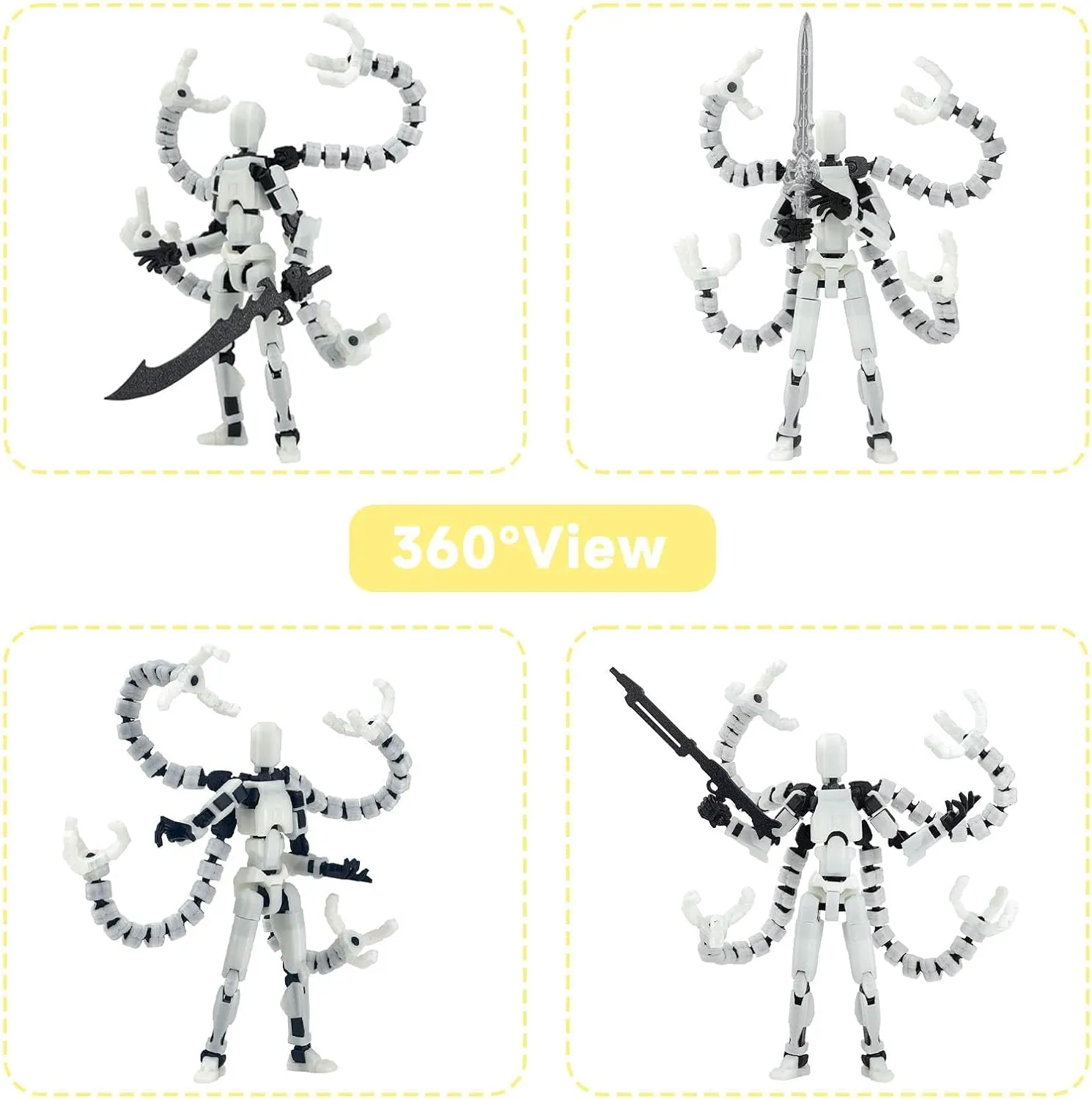 Assembly Completed T13 Action Figure 3D Printed Multi-Jointed Movable T 13 Lucky 13 Dummy 13 Nova 13 Robot 13 Action Figure Desktop Decorations for Game Lovers (Night Light, 7.2 Inch)
