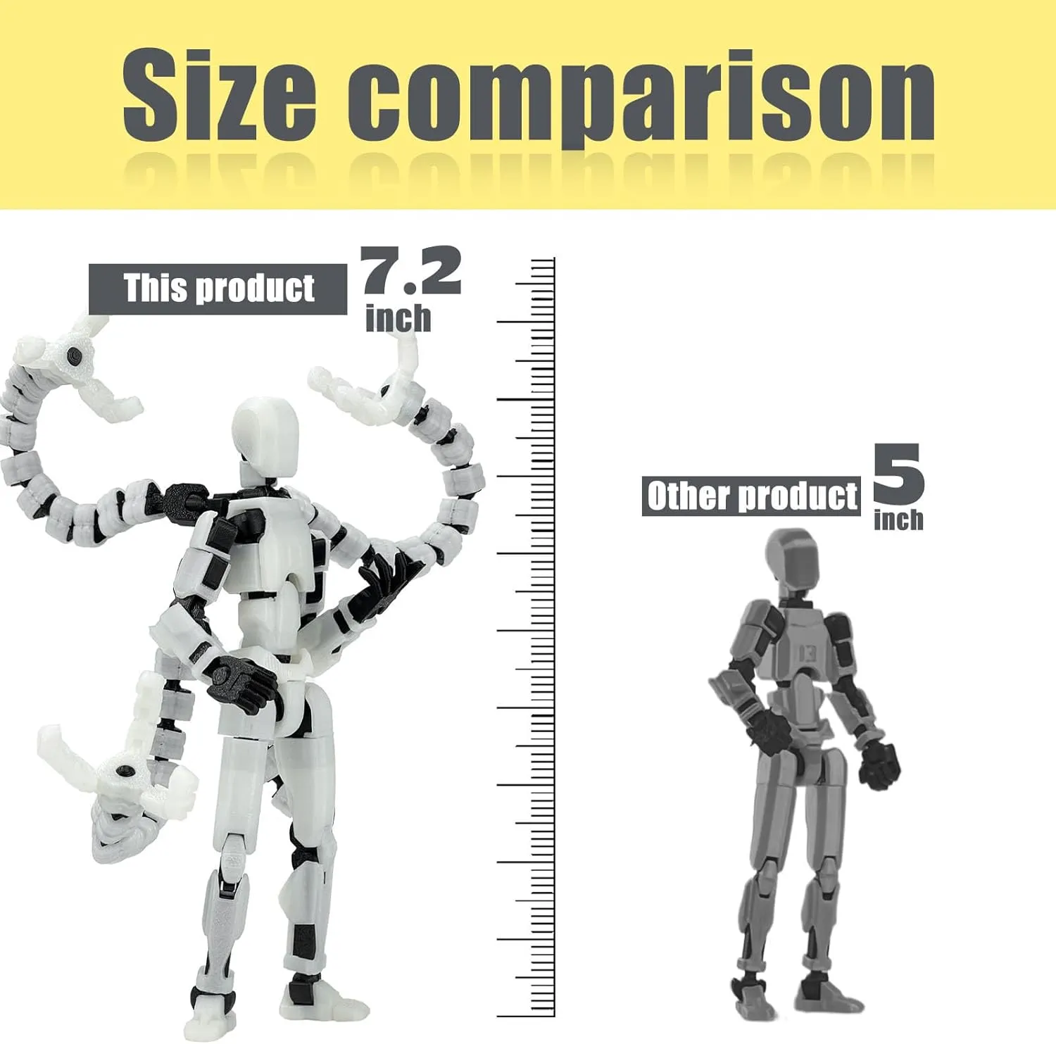 Assembly Completed T13 Action Figure 3D Printed Multi-Jointed Movable T 13 Lucky 13 Dummy 13 Nova 13 Robot 13 Action Figure Desktop Decorations for Game Lovers (Night Light, 7.2 Inch)