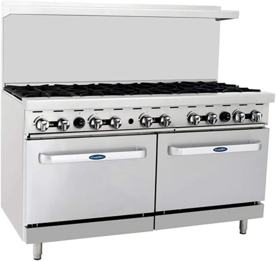 Atosa AGR Commercial Gas Range, 60" Gas Range, (10) Burners Top, (2) Standard Ovens, Natural Gas (AGR-10B-NG)