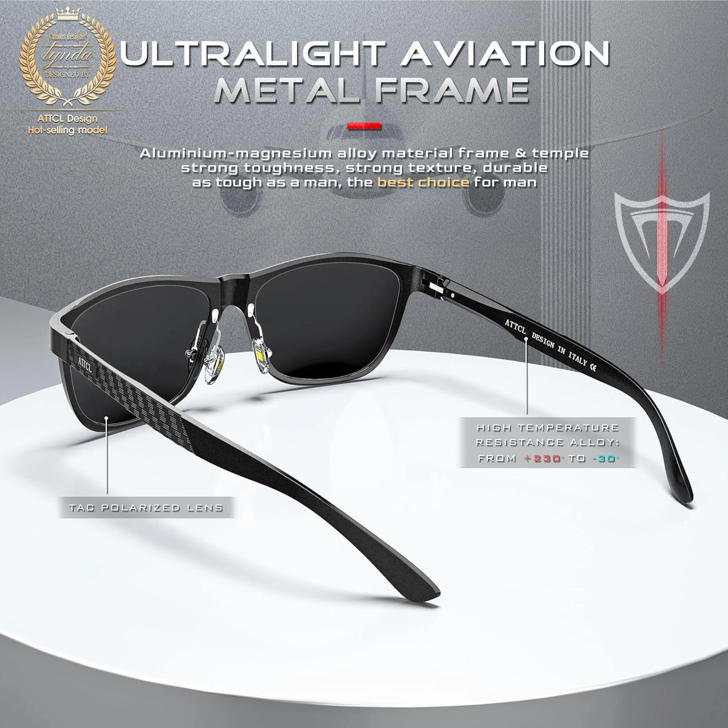 ATTCL Men's Retro Metal Frame Driving Polarized Sunglasses For Men Sun glasses