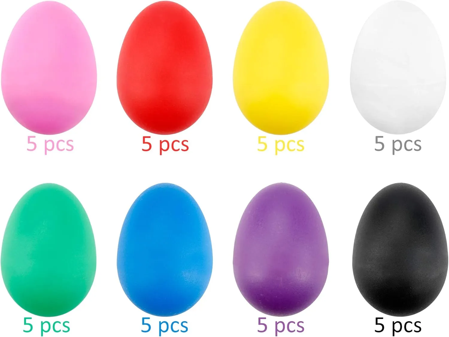 Augshy 40PCS Plastic Egg Shakers Percussion Musical Maracas Easter Eggs with a Storage Bag for Music Learning DIY Painting