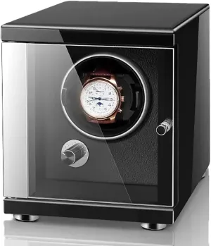 Automatic Watch Winder Box Watches Flexible Plush Pillow Wood Shell Piano Display Box With Quiet Motor Watch Storage Case (Black 1 0)