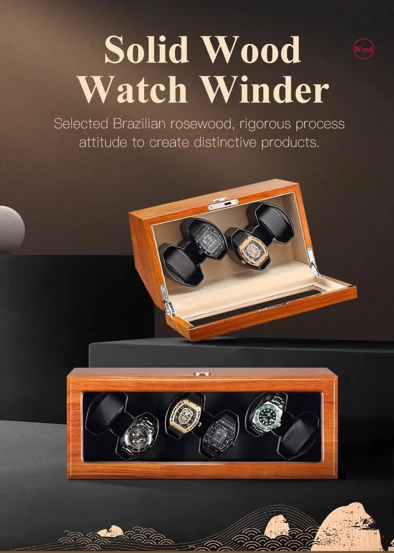 Automatic Watch Winder for 3 Watches Wood with Quiet Motor Flexible Watch Pillows Fit Lady and Man Watches Watches Display Box,White-4 0