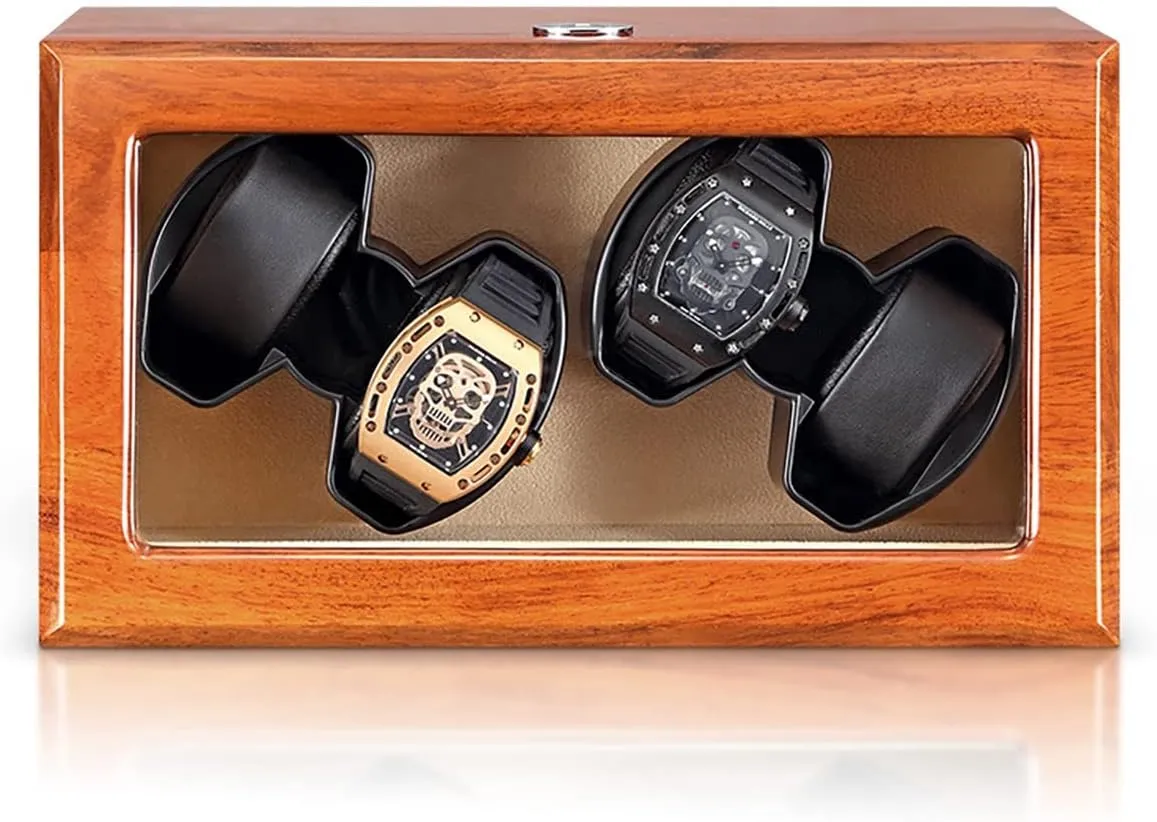 Automatic Watch Winder for 3 Watches Wood with Quiet Motor Flexible Watch Pillows Fit Lady and Man Watches Watches Display Box,White-4 0