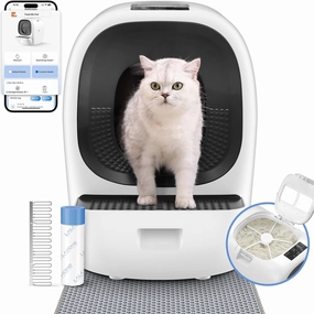 Automatic Self Cleaning Litter Box for Multiple Cats, Auto Litter Refill-Robot Cat Litter Scooping, Odor Control, Large 80L, 6x Anti-Pinch Safe Sensor, App Monitor 5G Wifi, Easy Clean Kitty Litter Box