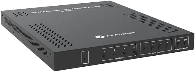 AV Access 4K Video Matrix, Support Video Wall up to 8X8 Over TCP/IP, 4-in-1 4K AV Over IP Encoder up to 500ft, Rotate 180 Degree, Zero Configuration & Visual Control, PoE, CEC (4KIP204E)