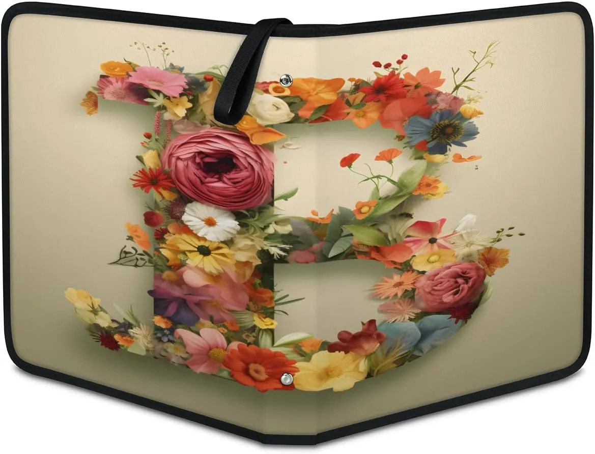 B Flower 3 Ring Trading Zipper Binder Strap, Trading Card Binder 4 Pocket, 400 Pockets Card Holder with 50 Removable Sleeves for Game Cards