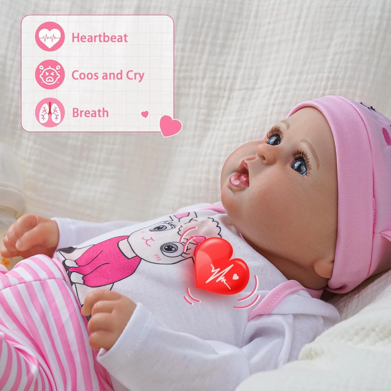 BABESIDE Reborn Baby Dolls with Voice Heartbeat and Breathing - Bailyn, 20 Inch Realistic Newborn Soft Baby Dolls with Toy Accessories Gift Set for Kids Age 3 