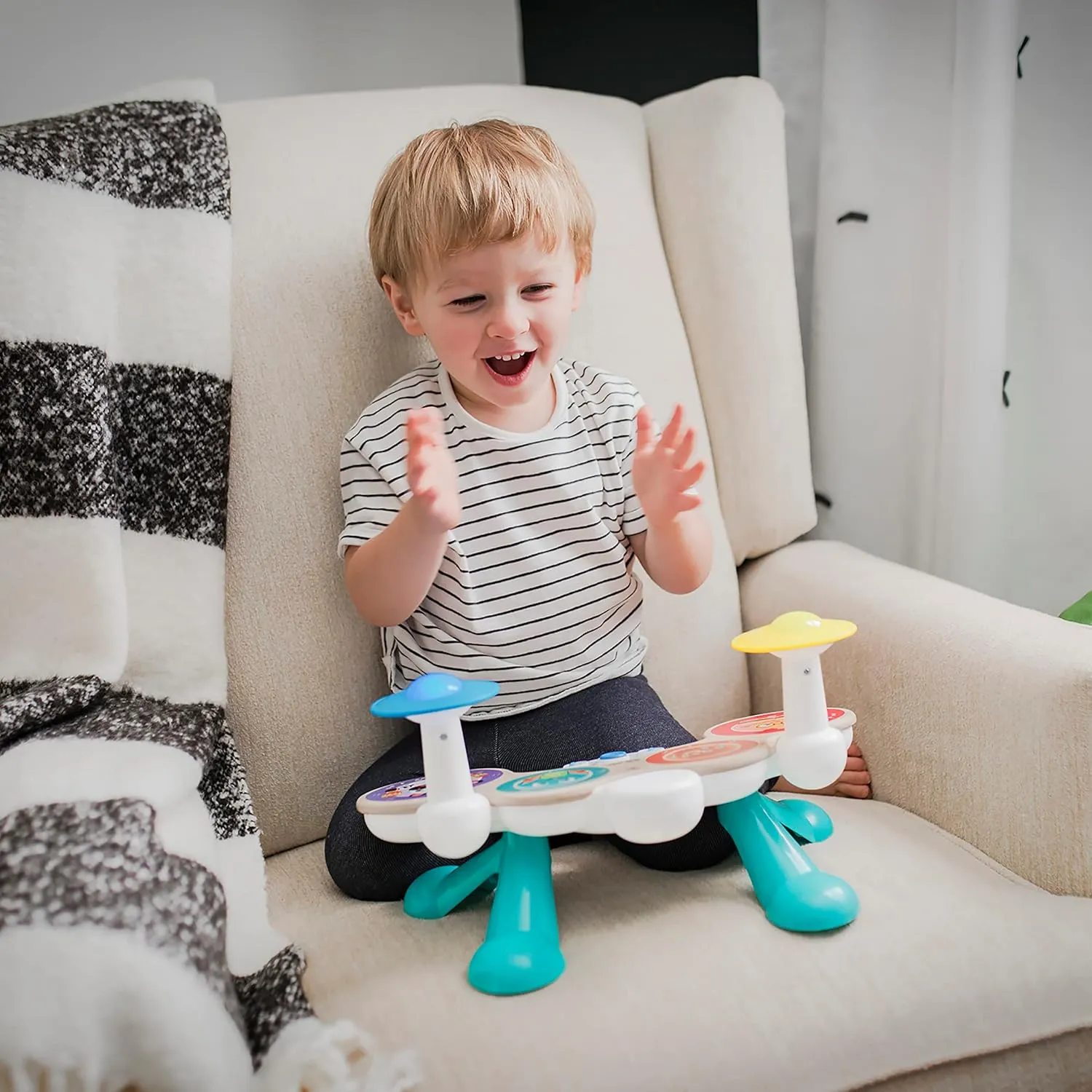 Baby Einstein Together in Tune Drums​ Safe Wireless Wooden Musical Toddler Toy, Magic Touch Collection, Age 12 Months 
