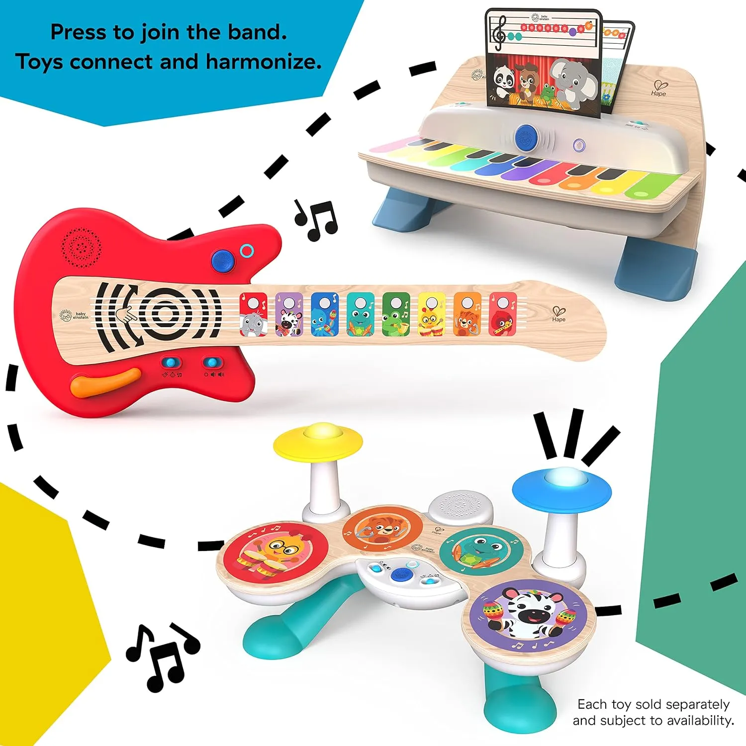 Baby Einstein Together in Tune Piano​ Safe Wireless Wooden Musical Toddler Toy, Magic Touch Collection, Age 12 Months 