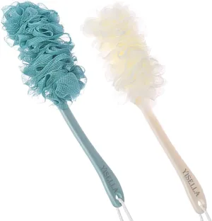 Back Brush Long Handle for Shower Sponges for Women,Back Shower Scrubber Loofah On A Stick Lufa with Long Handle