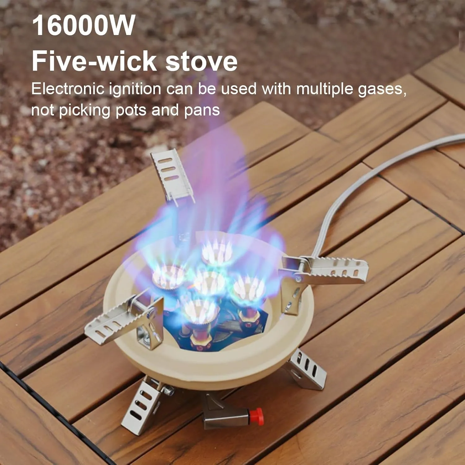 Backpacking Stove - 16000w Folding Hiking Stove | Pocket Backpacking Cooking Folding Burner, 5 Burners Camp Cooking Gear for Outdoor Travel Hiking Fishing Hunting Trekking Picnic Survival