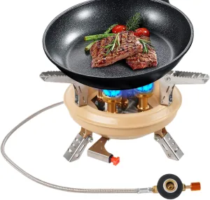 Backpacking Stove - 16000w Folding Hiking Stove | Pocket Backpacking Cooking Folding Burner, 5 Burners Camp Cooking Gear for Outdoor Travel Hiking Fishing Hunting Trekking Picnic Survival