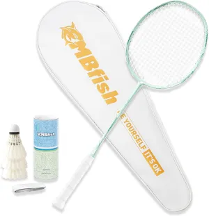 Badminton Racket Set with 1 Carbon Fiber Racquet, 3 Shuttlecocks, 2 Replacement Grip Tapes and 1 Badminton Bag - Perfect for Outdoor Games and Gym 5U