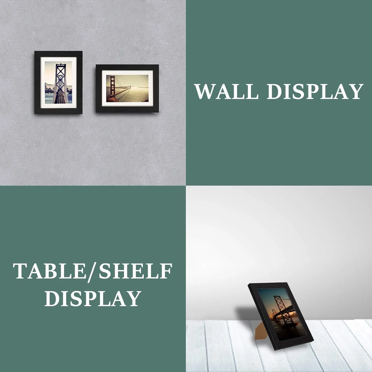 BAIJIALI 5x7 Picture Frame Distressed Farmhouse Wood Pattern Set of 4 with Tempered Glass,Display 4x6 with Mat or 5x7 Without Mat,Multicolour