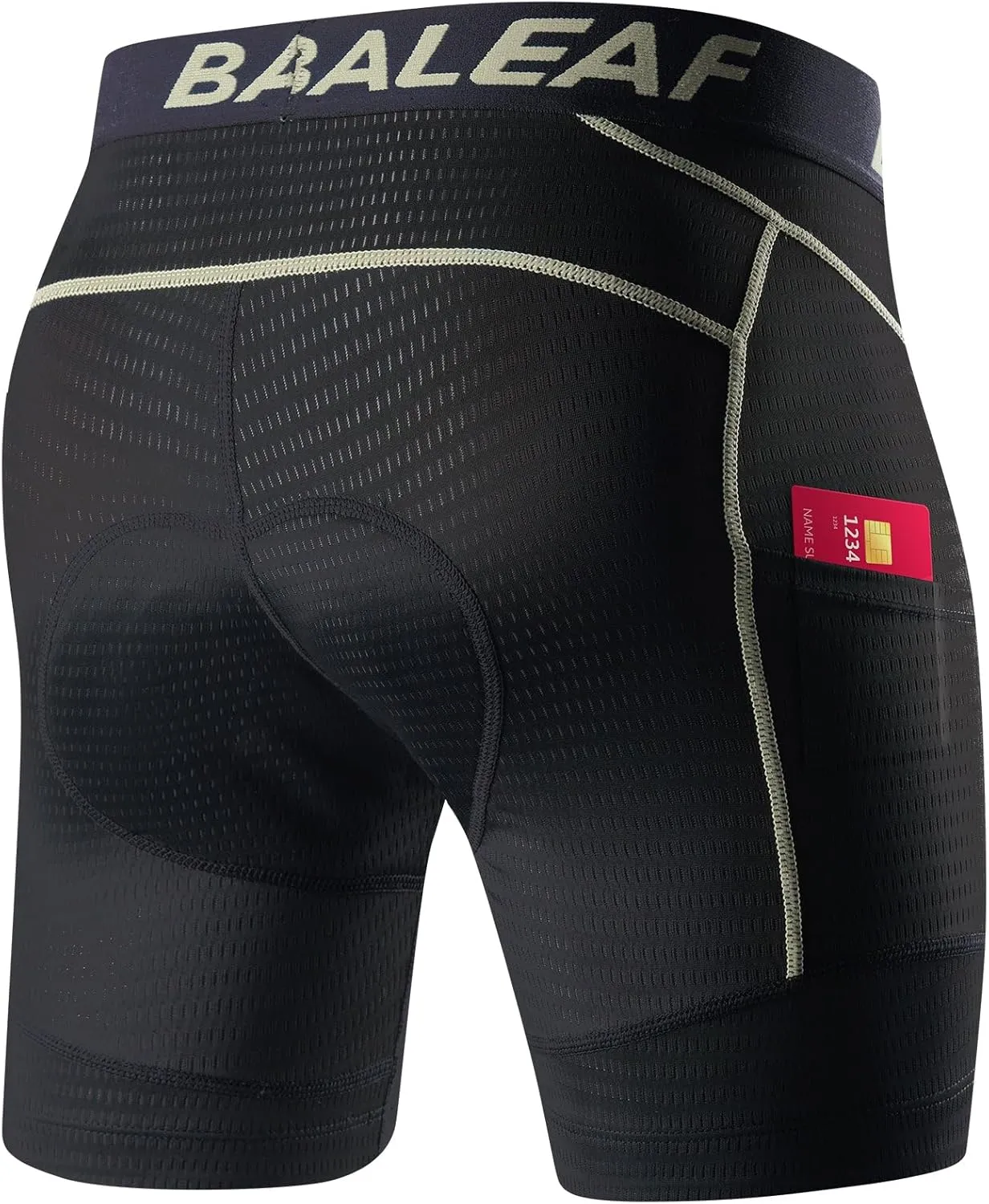 baleaf Men's Cycling Underwear 4D Padded Bike Shorts Pocket Mountain Bike Liner Bicycle Gear
