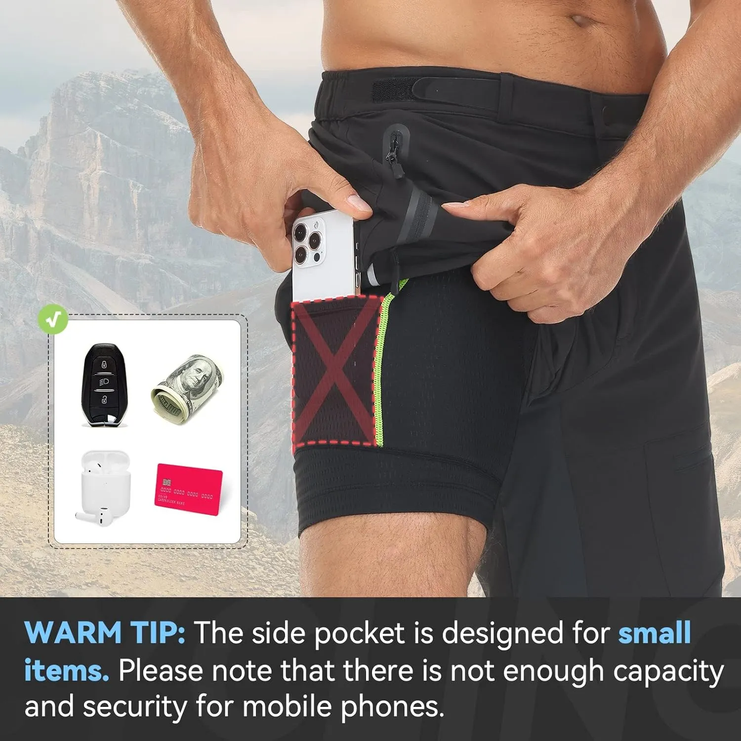 baleaf Men's Cycling Underwear 4D Padded Bike Shorts Pocket Mountain Bike Liner Bicycle Gear