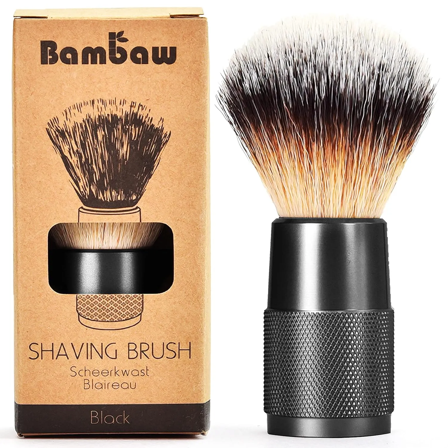 Bambaw - Synthetic Shaving Brush Black | Best Ingrown Hair Treatment | Wet Shaving Brush Shave Brush| Shaving Brush Metal Handle | Your Razor Bump Treatment