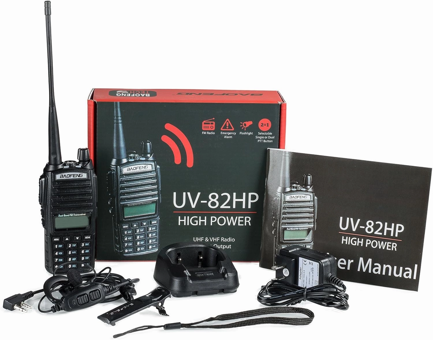 BaoFeng UV-82HP High Power Dual Band Radio: 136-174mhz (VHF) 400-520mhz (UHF) Amateur (Ham) Portable Two-Way