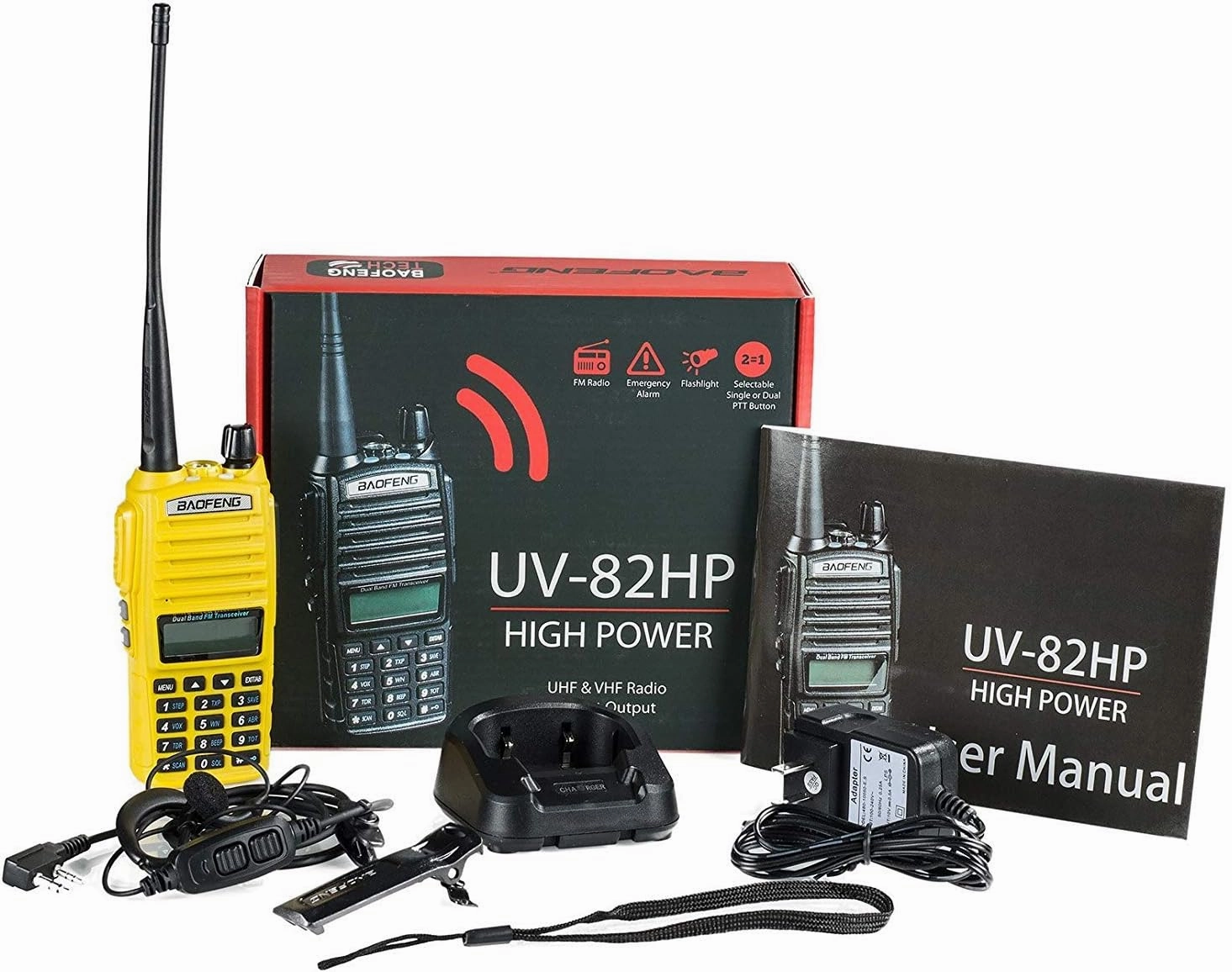 BaoFeng UV-82HP (Yellow) High Power Dual Band Radio: 136-174mhz (VHF) 400-520mhz (UHF) Amateur (Ham) Portable Two-Way