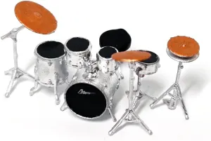 barenx 1/64 Rock Music Figures Train Railway S Collections Dioramas Movie Props, Brown Band Set (Silver Drum Set)