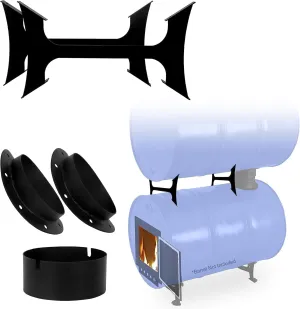 Barrel Stove Kit – Perfect for 30 to 55 Gallon Drums - Double Barrel Stove Adapter Kit - Camping Equipment Barrel Stove Kits - Fire Wood Camp Stove Fire Barrel Kit for Emergency Heating…