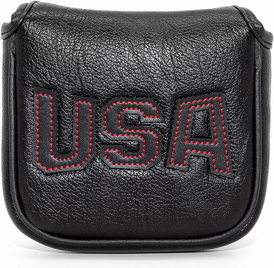 barudan golf Magnetic Square Mallet Putter Cover Headcover,Club Head Cover Protective Case Black,Patriotic USA