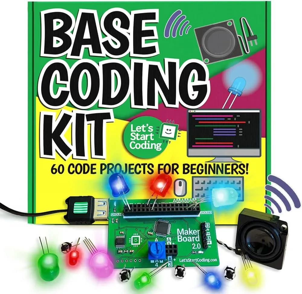 Base Kit Computer Coding Game for Kids 8-12  and Teens to Learn Code & Electronics. Great STEM Gift for Boys & Girls for Real C   Coding with Over 60 Projects Included.