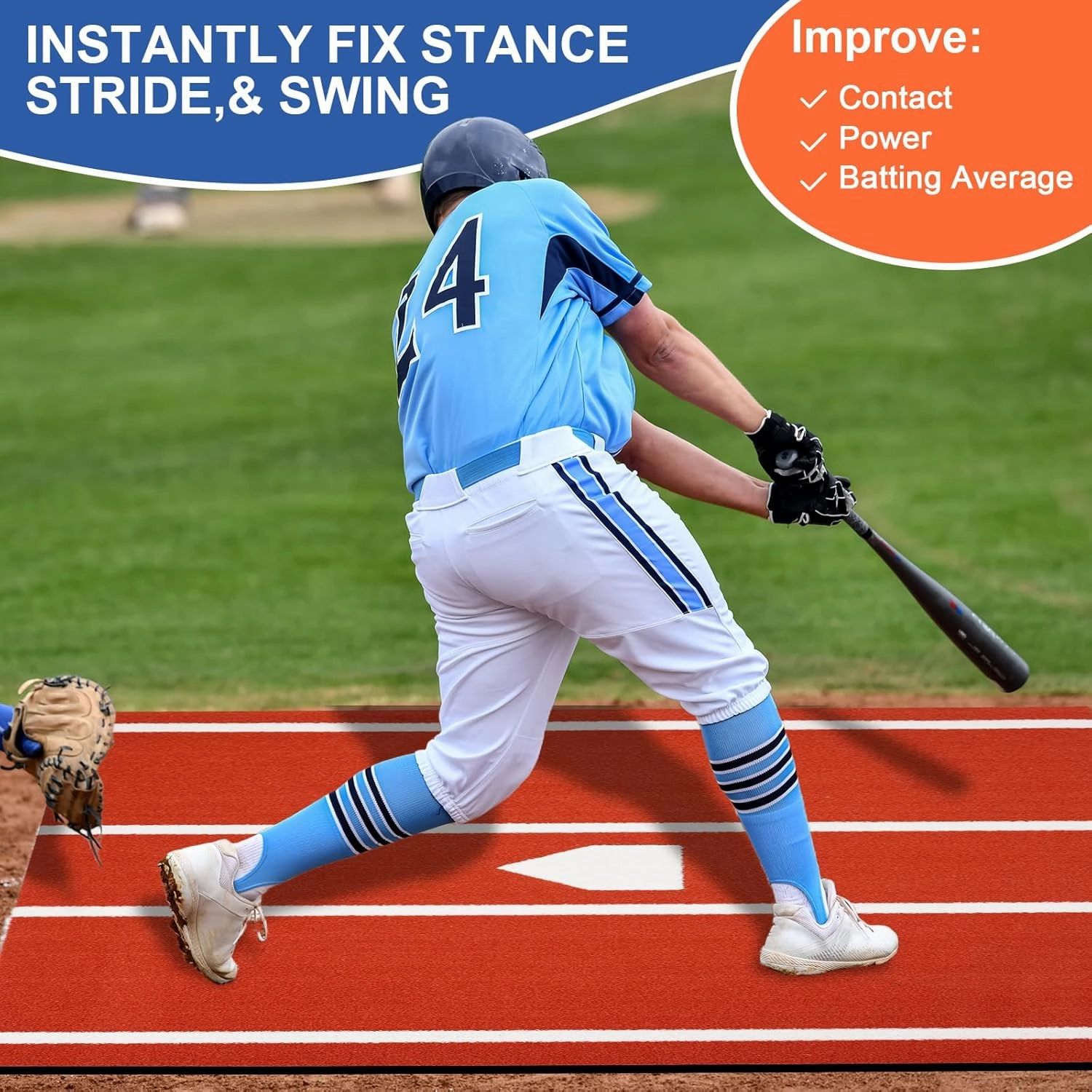 Baseball Batting Mat 6'x4' | 10'x3.8' | 12'x6' Anti-Fade Baseball Hitting Mat Softball Training Matt with Home Plate Batters Box Turf Mat Outdoor Indoor Batting Stance Practice Matt, Green/Clay