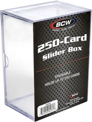 BCW Card Slider Box | Premium Trading Card Storage | Sturdy, Stackable, Crystal-Clear Design for Magic The Gathering, Football, Basketball, Baseball Card (250 Card, 10 Pack)