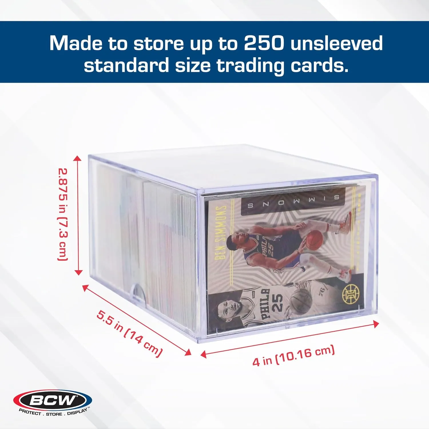 BCW Card Slider Box | Premium Trading Card Storage | Sturdy, Stackable, Crystal-Clear Design for Magic The Gathering, Football, Basketball, Baseball Card (250 Card, 2 Pack)