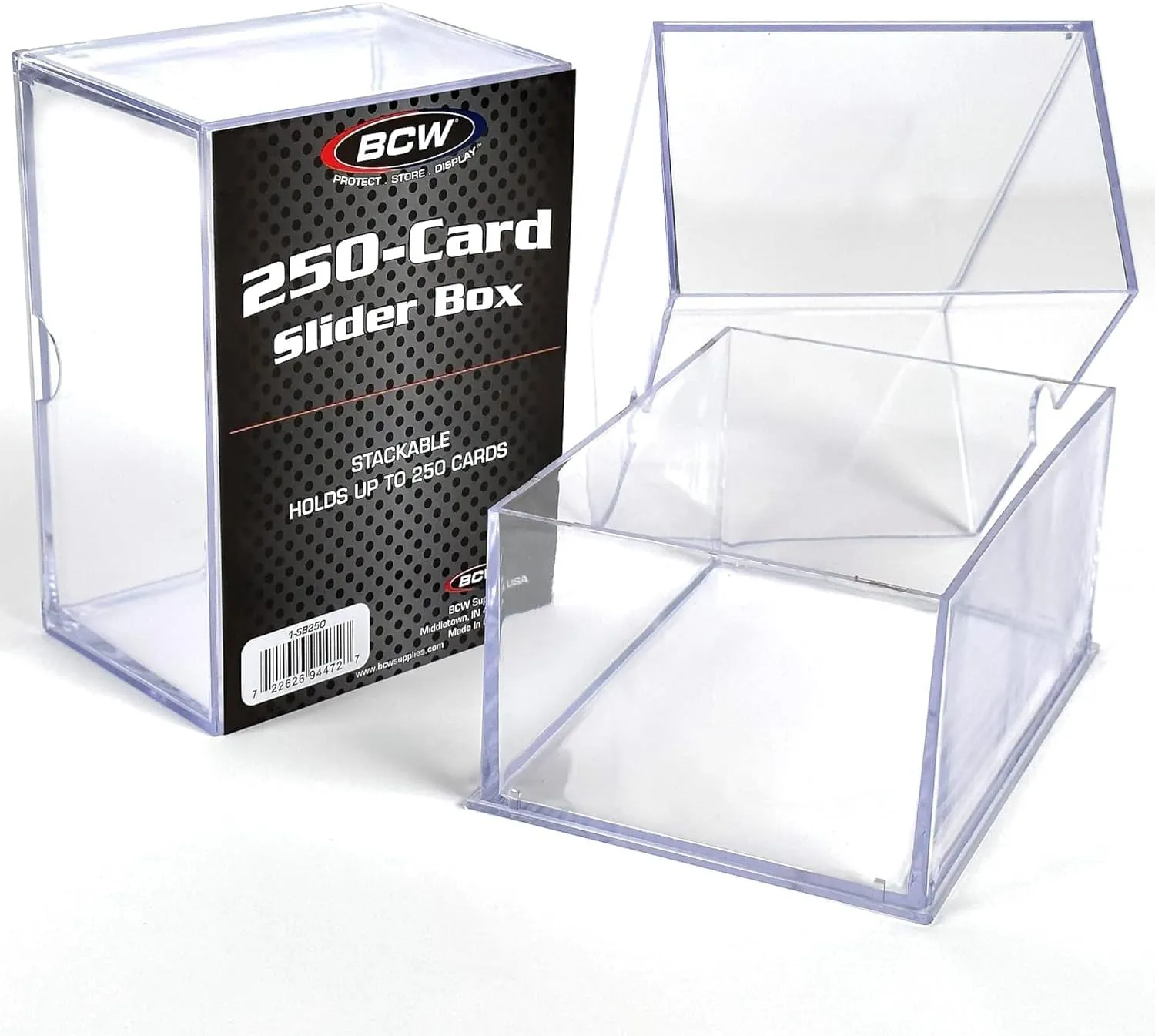 BCW Card Slider Box | Premium Trading Card Storage | Sturdy, Stackable, Crystal-Clear Design for Magic The Gathering, Football, Basketball, Baseball Card (250 Card, 2 Pack)