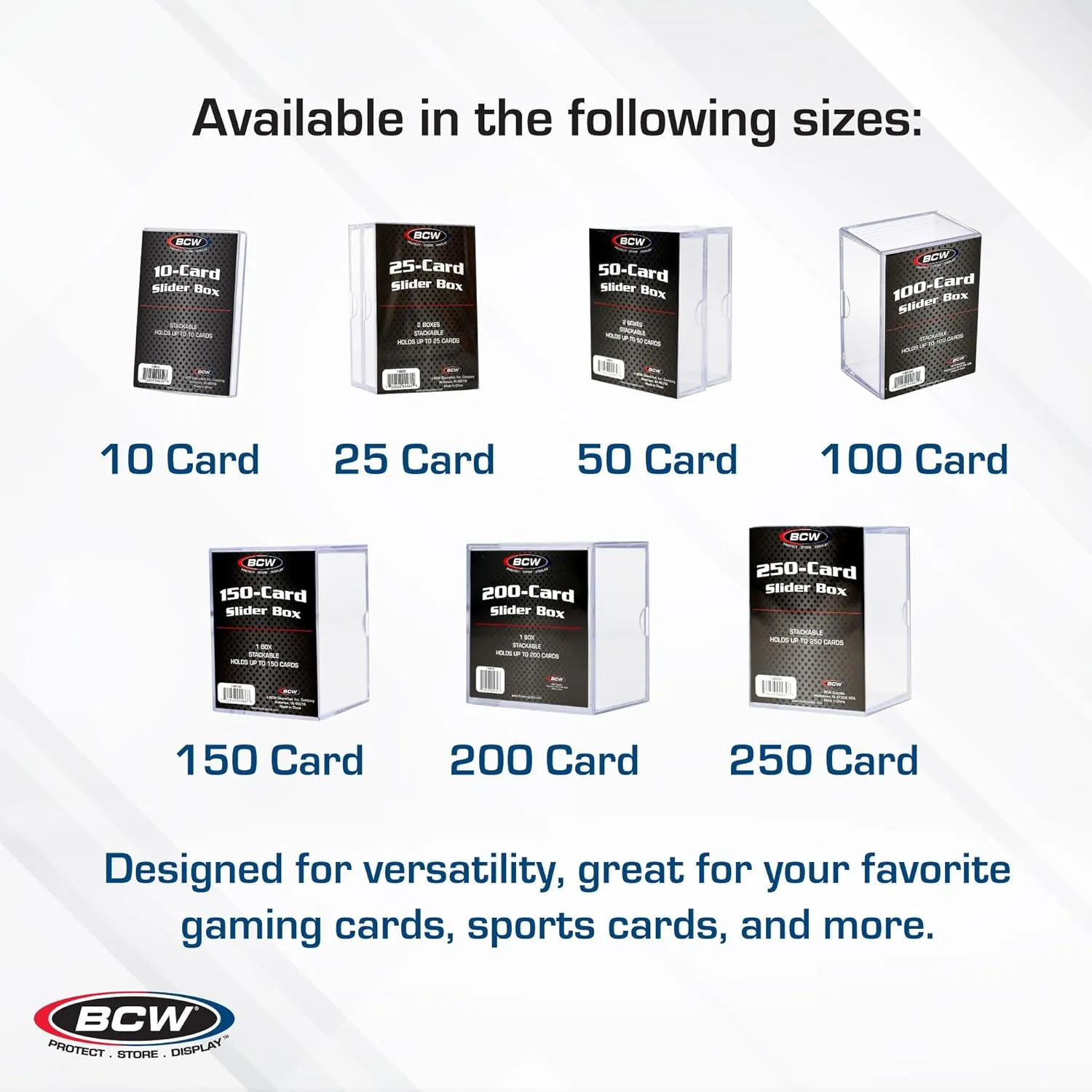 BCW Card Slider Box | Premium Trading Card Storage | Sturdy, Stackable, Crystal-Clear Design for Magic The Gathering, Football, Basketball, Baseball Card (250 Card, 2 Pack)