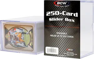 BCW Card Slider Box | Premium Trading Card Storage | Sturdy, Stackable, Crystal-Clear Design for Magic The Gathering, Football, Basketball, Baseball Card (250 Card, 2 Pack)