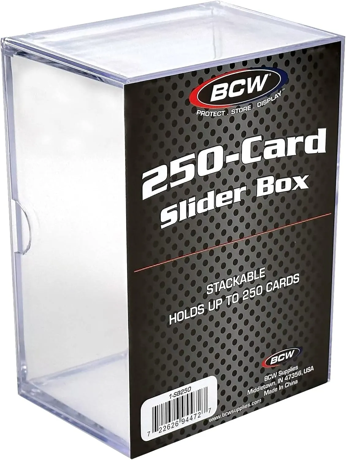 BCW Diversified BCDSB250 2 Piece Slider Box, Clear - 250 Count