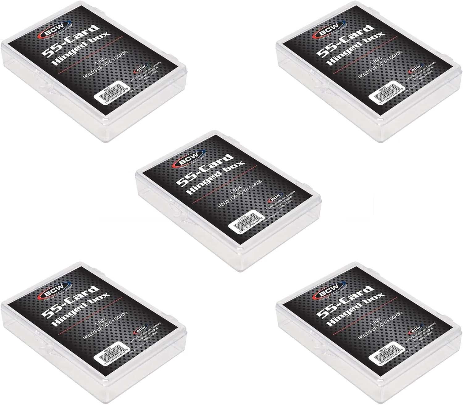 BCW Hinged Trading Card Box (5 Pack) - Holds 35 Standard Cards | Snap Lock Closure | Durable Plastic Case for Baseball, Basketball, Football, Pokémon, Magic: The Gathering