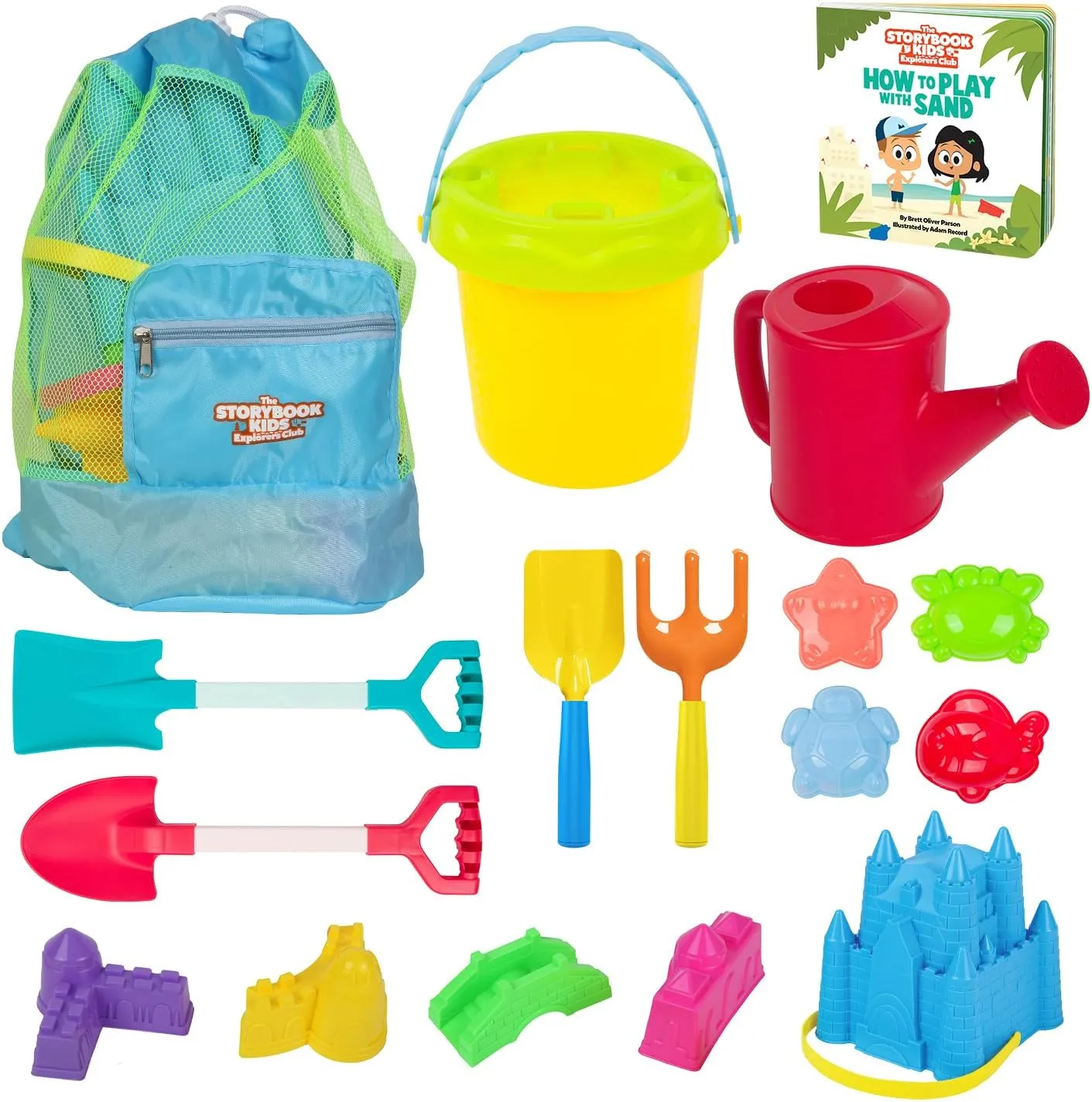 Beach Toys for Kids and Toddlers Ages 3-10 – Durable Sandbox Toy Set, Stronger Mesh Bag, Variety of Sand Toys– Unique Castle Molds, Buckets, Shovels, Better Watering Can