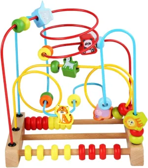 BESPORTBLE Wooden Bead Maze for Colorful Shape Sorter and Math Cognition Activity Three Track Educational for Motor Skills Development and Sensory Play