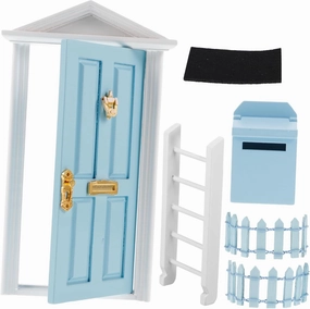 BESPORTBLE 1 Set Miniature Fairy Door Kit 1:12 Scale Wooden Craft Door for Dollhouse Fairy Garden Decor