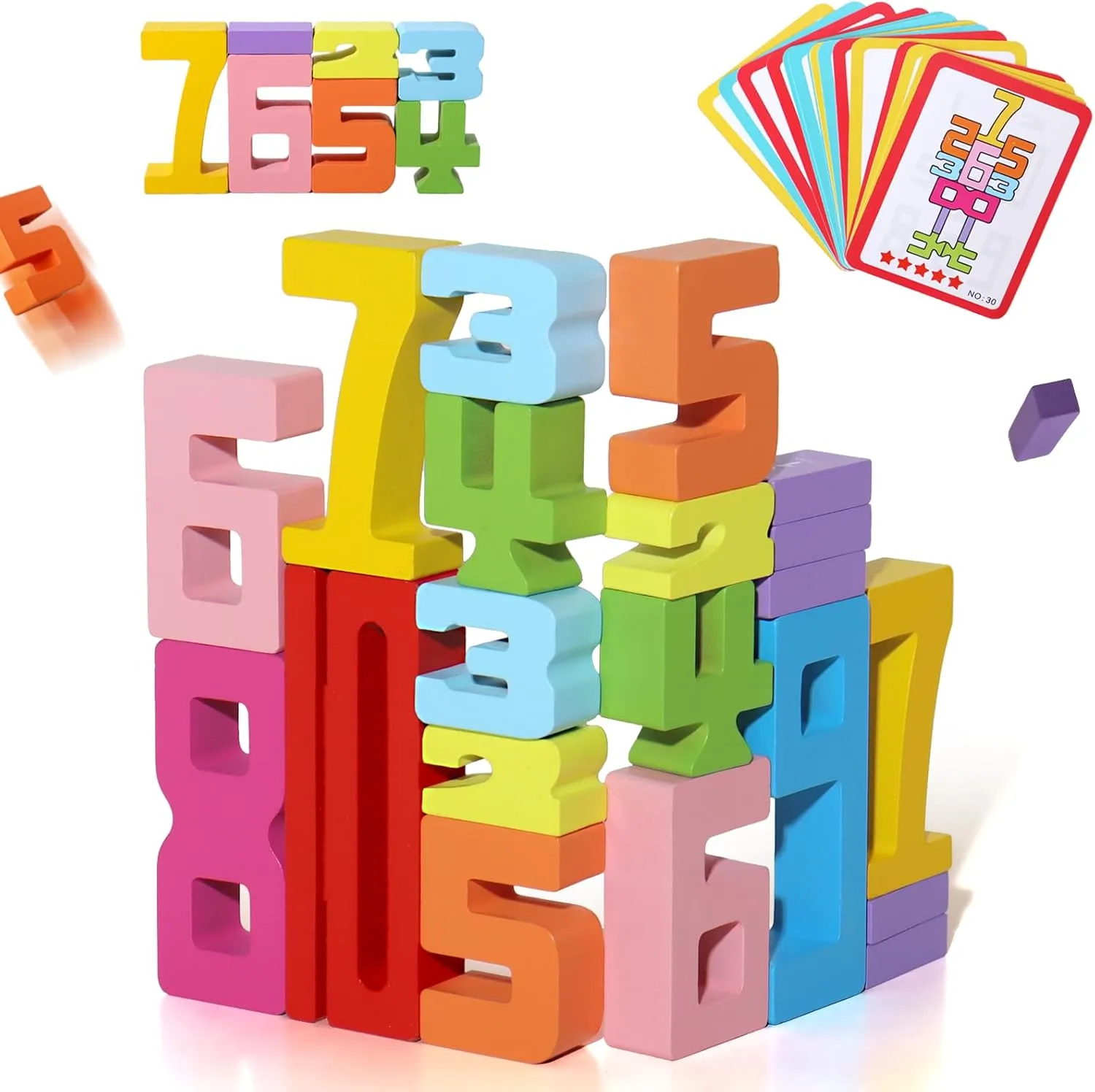 BESTAMTOY 20PCS Montessori Inspired Wooden Number Building Blocks-Wooden Blocks for 3  Years Old Kids 1-10 Number Game Balance Competition Toy – Unlock Your Kids Potential