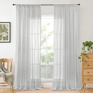 BGment Light Grey Linen Curtains for Living Room 84 Inch Length - Light Filtering Window Drapes Rod Pocket for Bedroom Farmhouse Natural Textured Sheer Lightweight Rustic, 2 Panels Set, 52 X 84 Inch