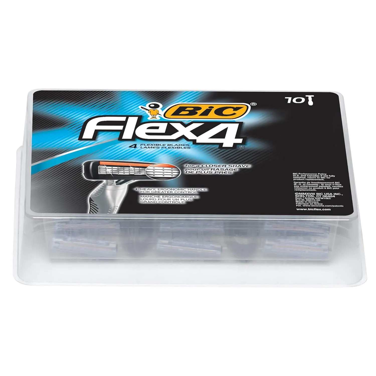 BIC Flex 4 Sensitive Disposable Razors For Men, For a Smooth, Ultra-Close and Comfortable Summer Shave, 10 Piece Disposable Razor Set