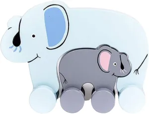 Big & Little Elephant Wooden Push Toy by Jack Rabbit Creations- Eco- Friendly Toddler Toy for Interactive, Montessori Inspired Developmental Push & Pull Toys for Babies & Kids- 18 Months  