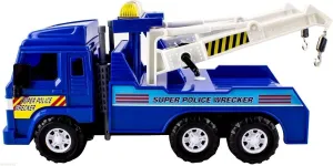 Big Daddy Let's Pretend Wrecker Tow Truck - Friction Powered Police Style Toy Truck with Adjustable Strings